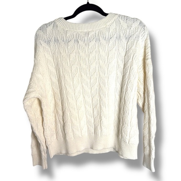 Eberjey Cream Cable Knit Cotton Blend Sweater Size Small - Picture 6 of 6